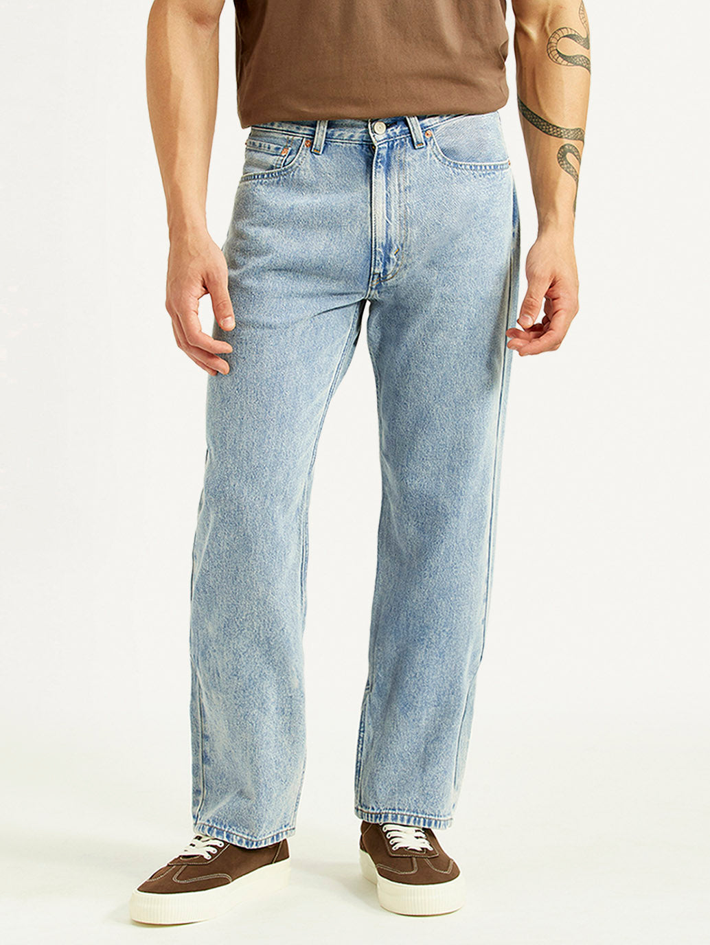 Men's 555 Light Blue Loose Fit Mid Rise Jeans - Front View