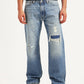 Men's 555 Light Blue Relaxed Straight Fit Mid Rise Jeans - Front View