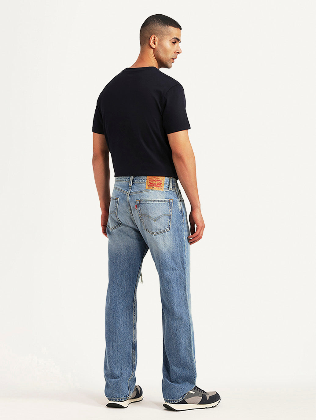 Men's 555 Light Blue Relaxed Straight Fit Mid Rise Jeans - Back View