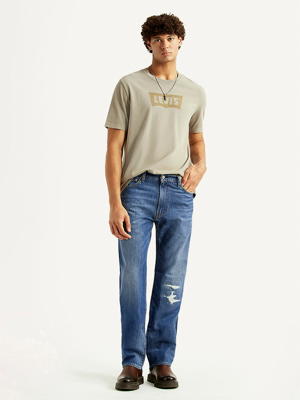 Men's 555 Blue Loose Fit Mid Rise Jeans