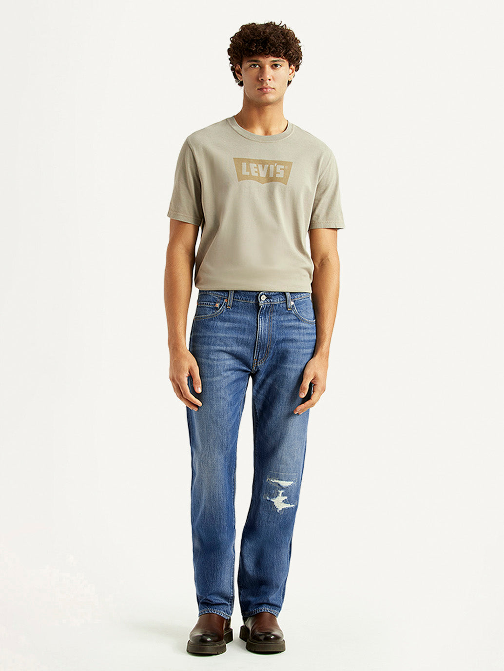 Men's 555 Blue Loose Fit Mid Rise Jeans - Front View