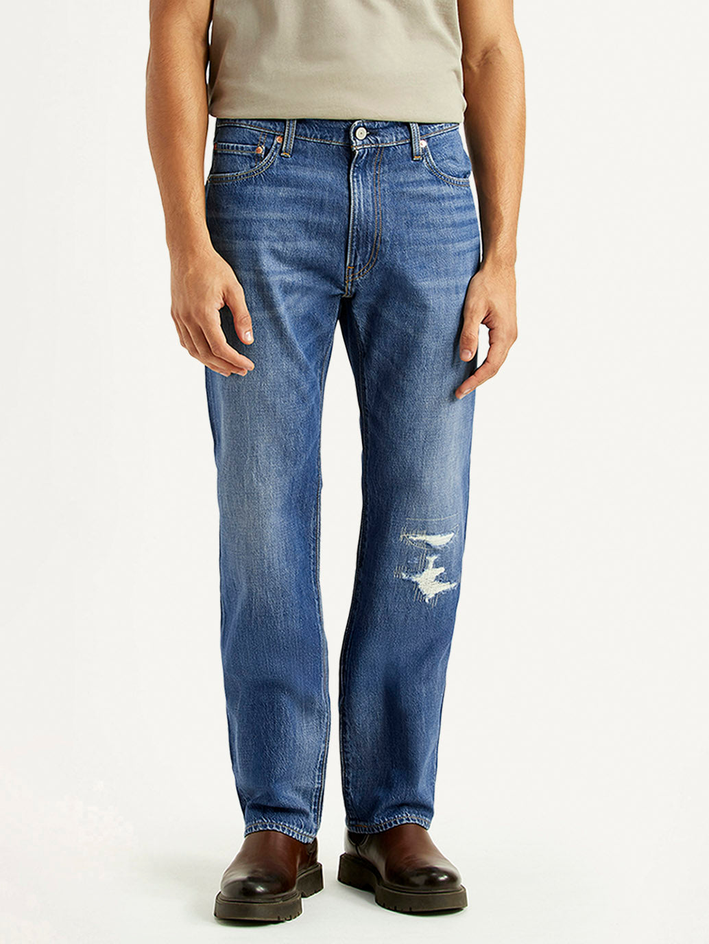Men's 555 Blue Loose Fit Mid Rise Jeans - Front View