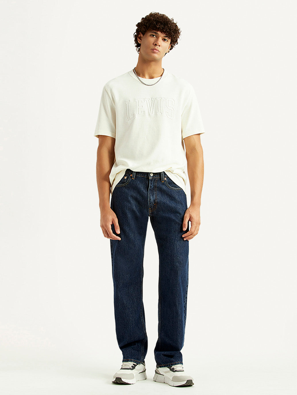 Men's 555 Navy Relaxed Straight Fit Mid Rise Jeans