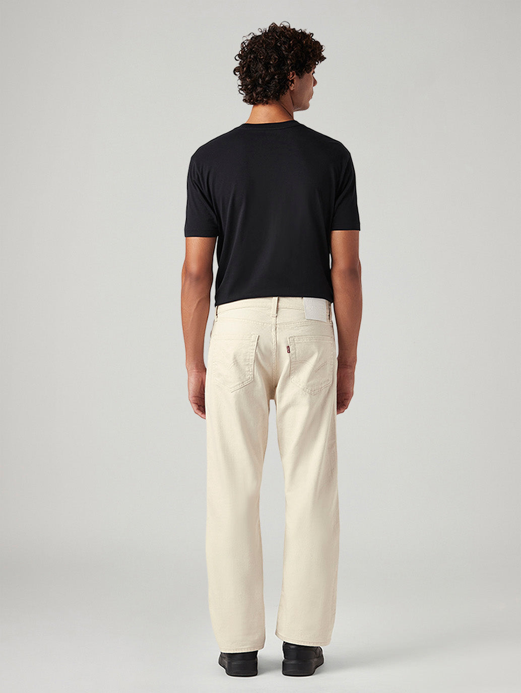 Men's 555 Beige Relaxed Straight Fit Mid Rise Linen Jeans - Back View