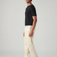 Men's 555 Beige Relaxed Straight Fit Mid Rise Linen Jeans - Side View