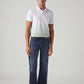 Men's 555 Dark Blue Relaxed Straight Fit Mid Rise Cross Hatch Jeans - Front View
