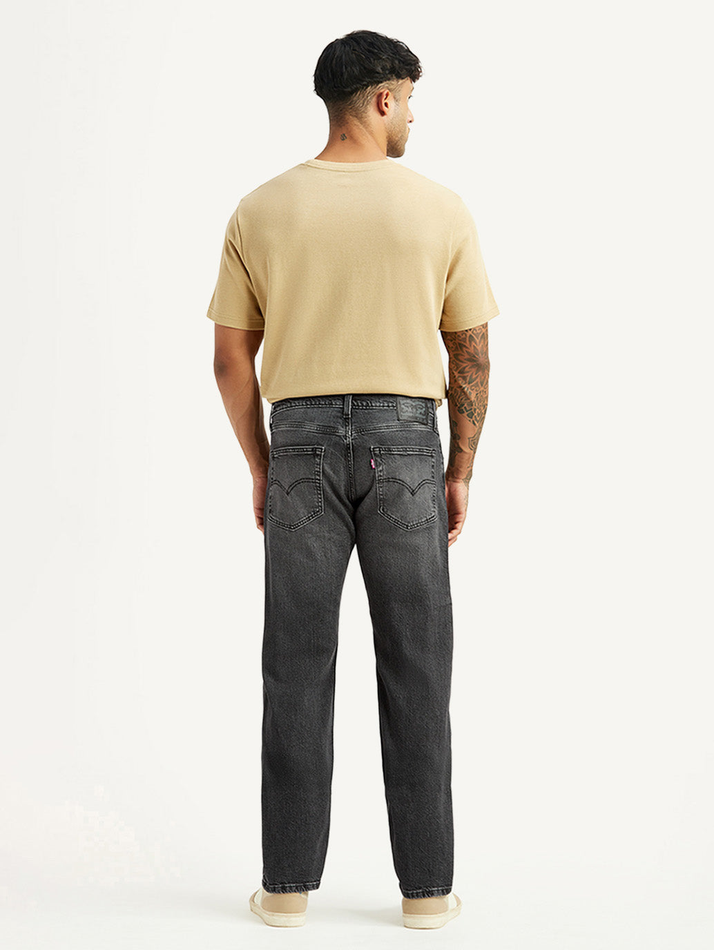 Men's 555 Charcoal Grey Loose Fit Mid Rise Jeans - Back View