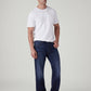 Men's 555 Dark Blue Relaxed Straight Fit Mid Rise Linen Jeans - Styleshot View