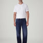Men's 555 Dark Blue Relaxed Straight Fit Mid Rise Linen Jeans - Front View