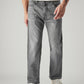 Men's 555 Grey Relaxed Straight Fit Mid Rise Jeans - Front View