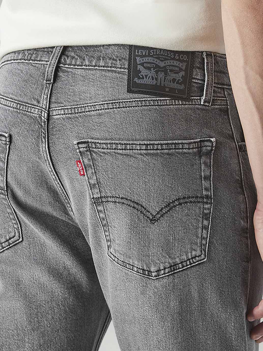Men's 555 Grey Relaxed Straight Fit Mid Rise Jeans - Detail View