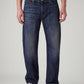 Men's 555 Dark Indigo Relaxed Straight Fit Mid Rise Selvedge Jeans - Front View