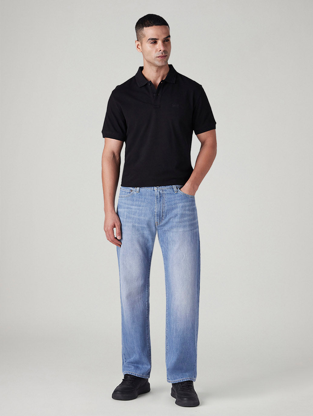 Men's 555 Light Indigo Relaxed Straight Fit Mid Rise Selvedge Jeans
