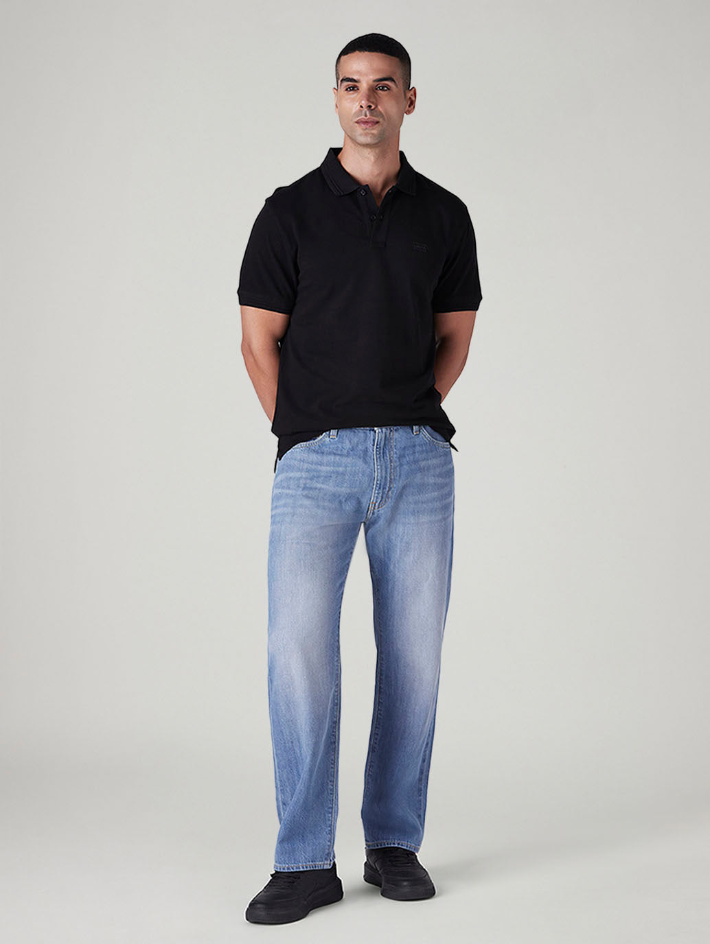 Men's 555 Light Indigo Relaxed Straight Fit Mid Rise Selvedge Jeans - 20 View