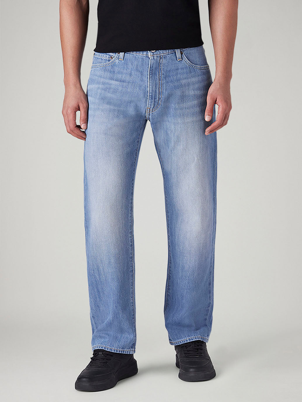 Men's 555 Light Indigo Relaxed Straight Fit Mid Rise Selvedge Jeans - 20 View