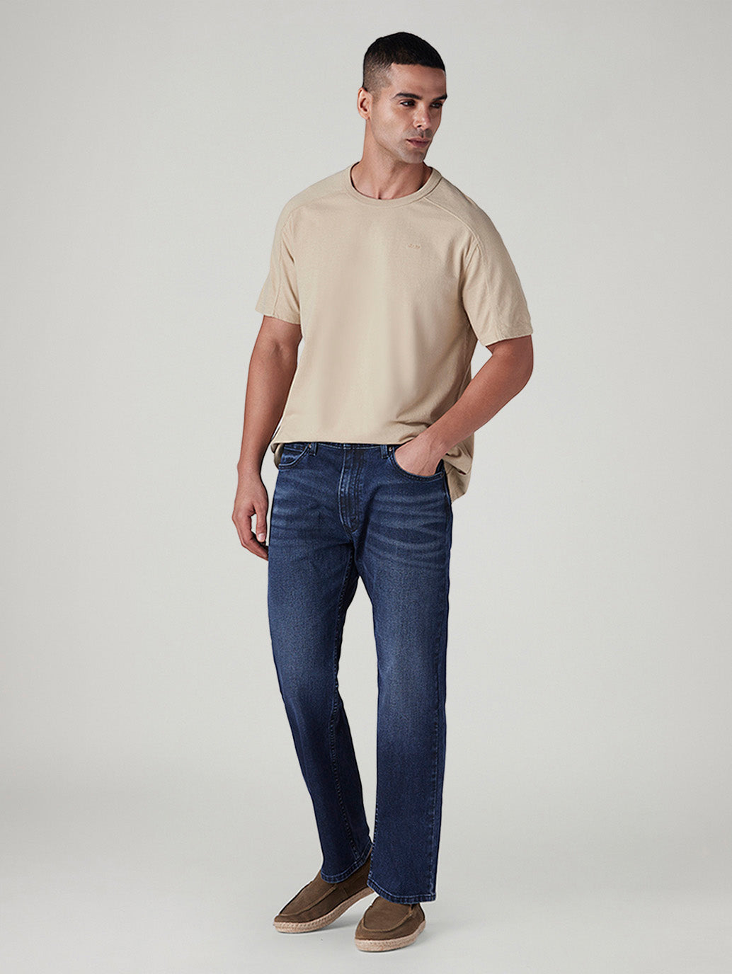 Men's 555 Dark Indigo Relaxed Straight Fit Mid Rise Jeans