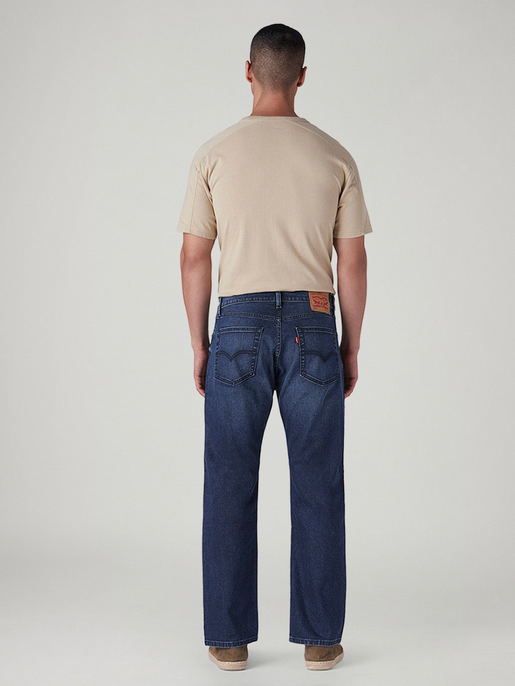 Men's 555 Dark Indigo Relaxed Straight Fit Mid Rise Jeans - Back View