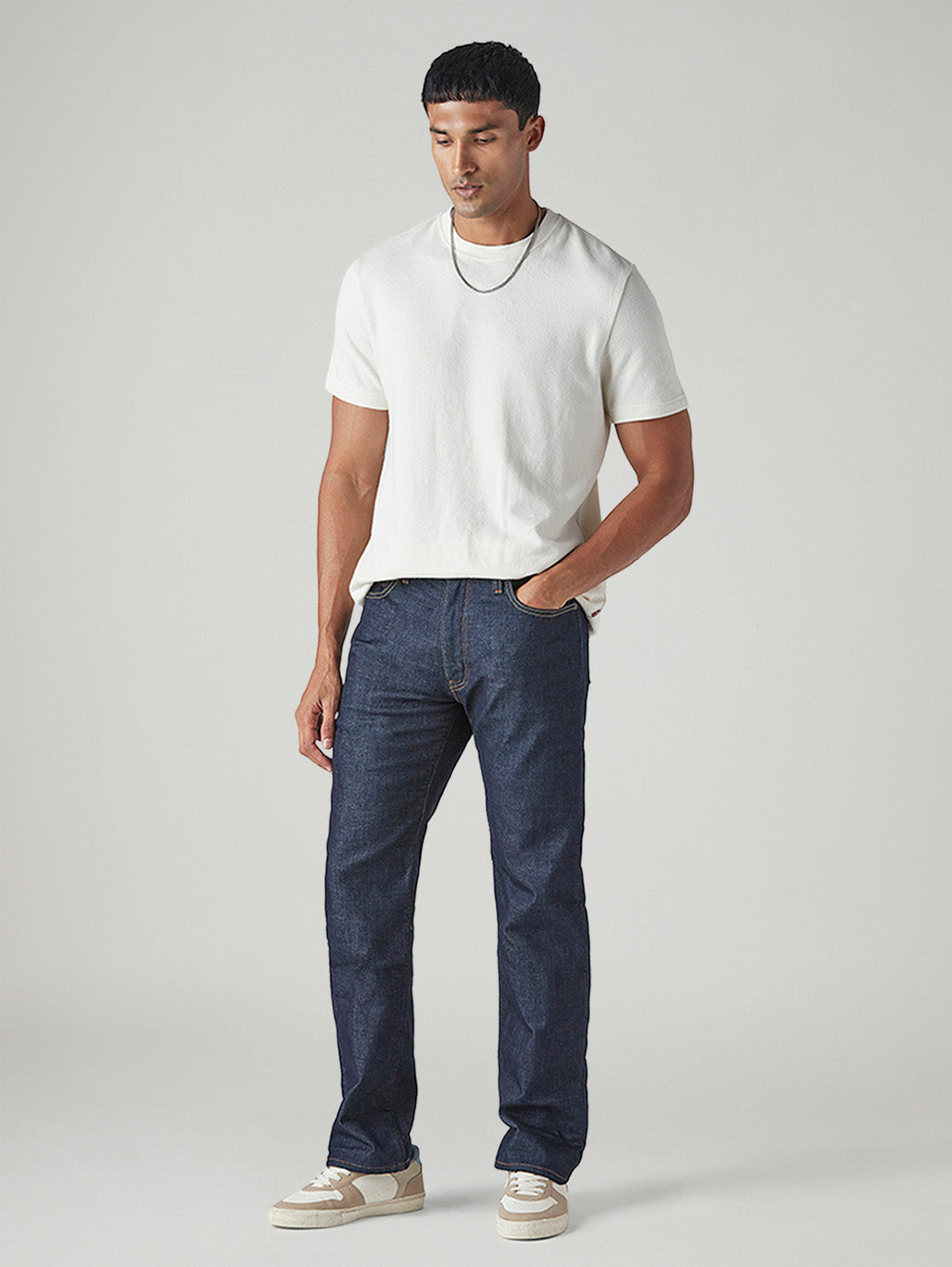 Men's 555 Dark Indigo Relaxed Straight Fit Mid Rise Jeans