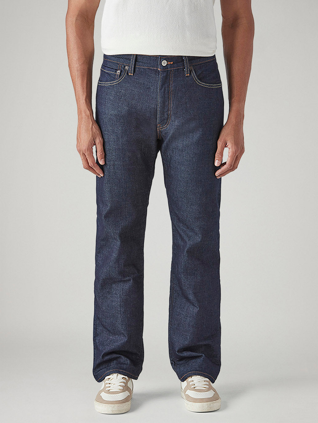 Men's 555 Dark Indigo Relaxed Straight Fit Mid Rise Jeans - Front View
