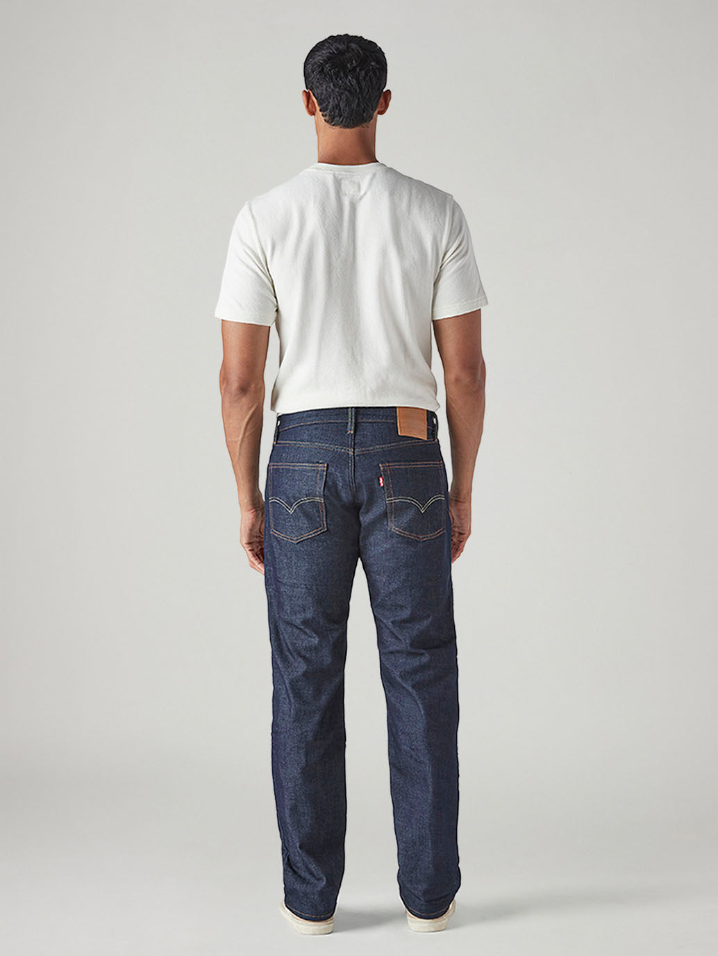 Men's 555 Dark Indigo Relaxed Straight Fit Mid Rise Jeans - Back View
