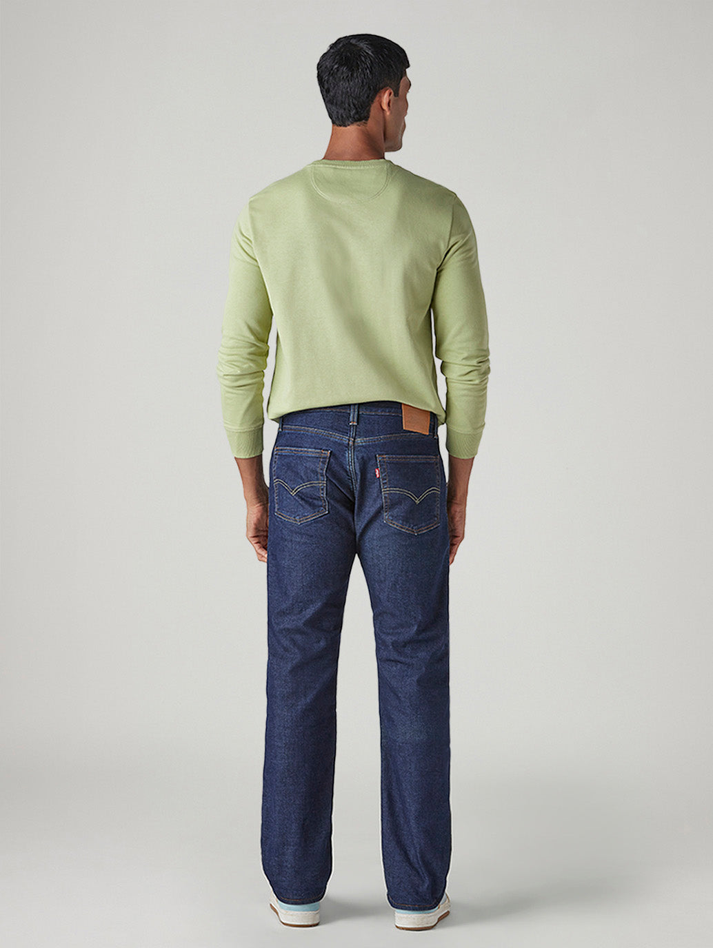 Men's 555 Dark Indigo Relaxed Straight Fit Mid Rise Jeans - Back View