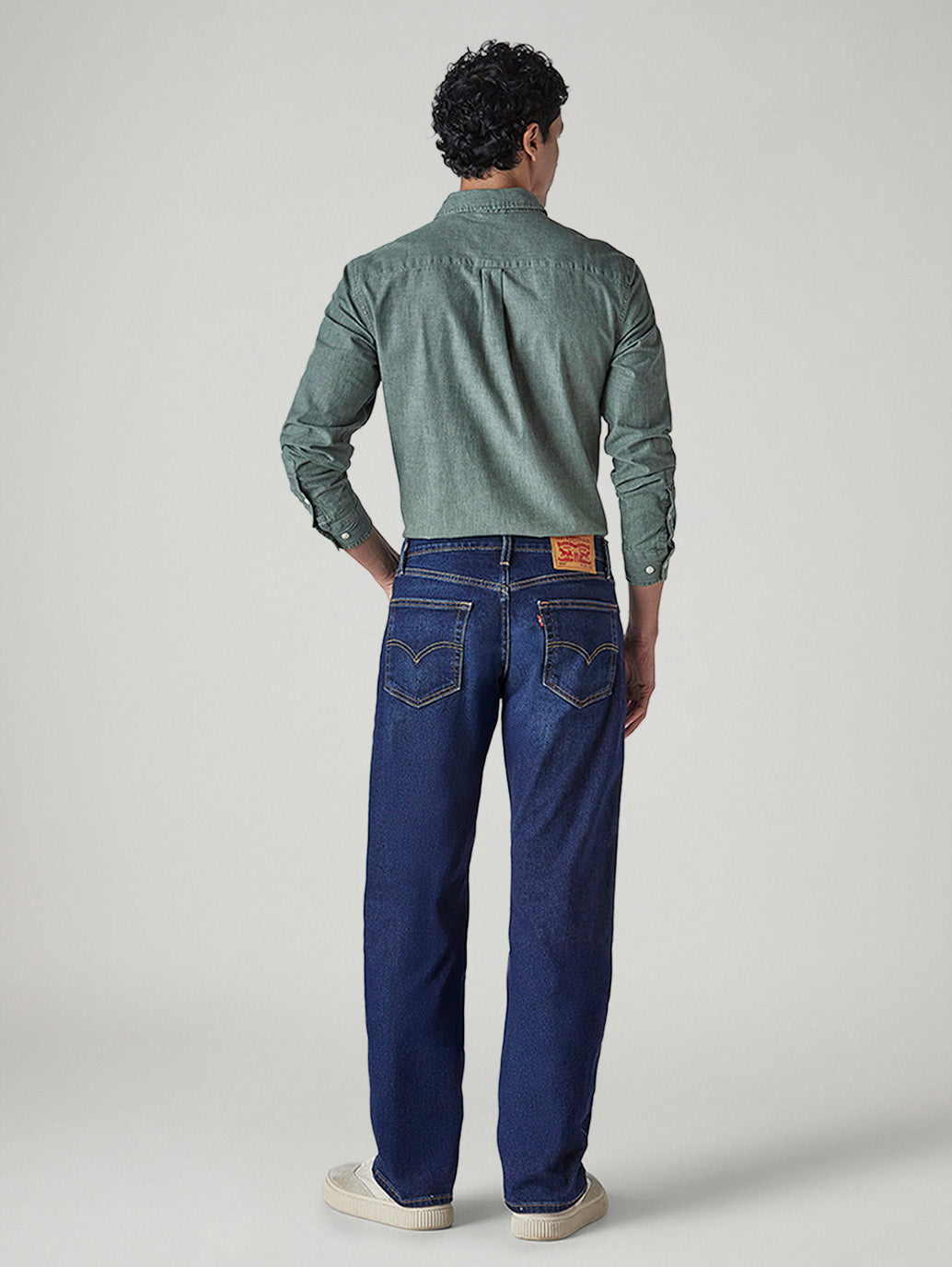 Men's 555 Blue Relaxed Straight Fit Mid Rise Jeans - Back View