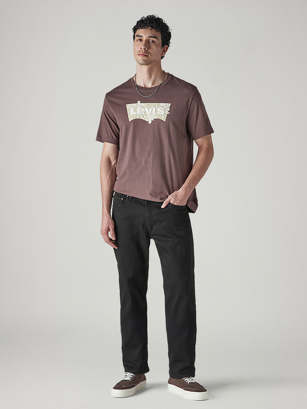 Men's 555 Black Relaxed Straight Fit Mid Rise Jeans