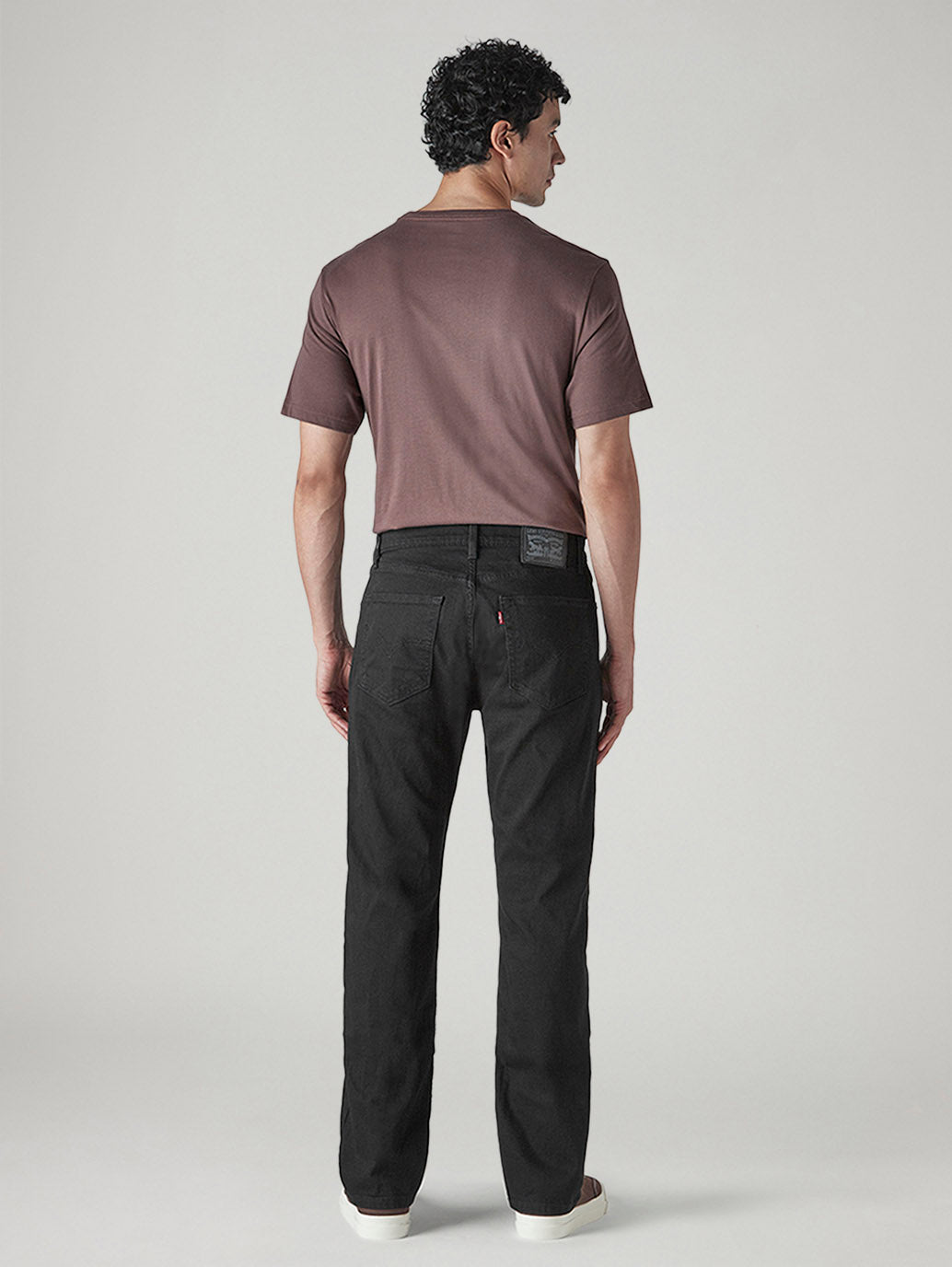 Men's 555 Black Relaxed Straight Fit Mid Rise Jeans - Back View