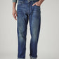 Men's 555 Blue Relaxed Straight Fit Mid Rise Selvedge Jeans - Front View