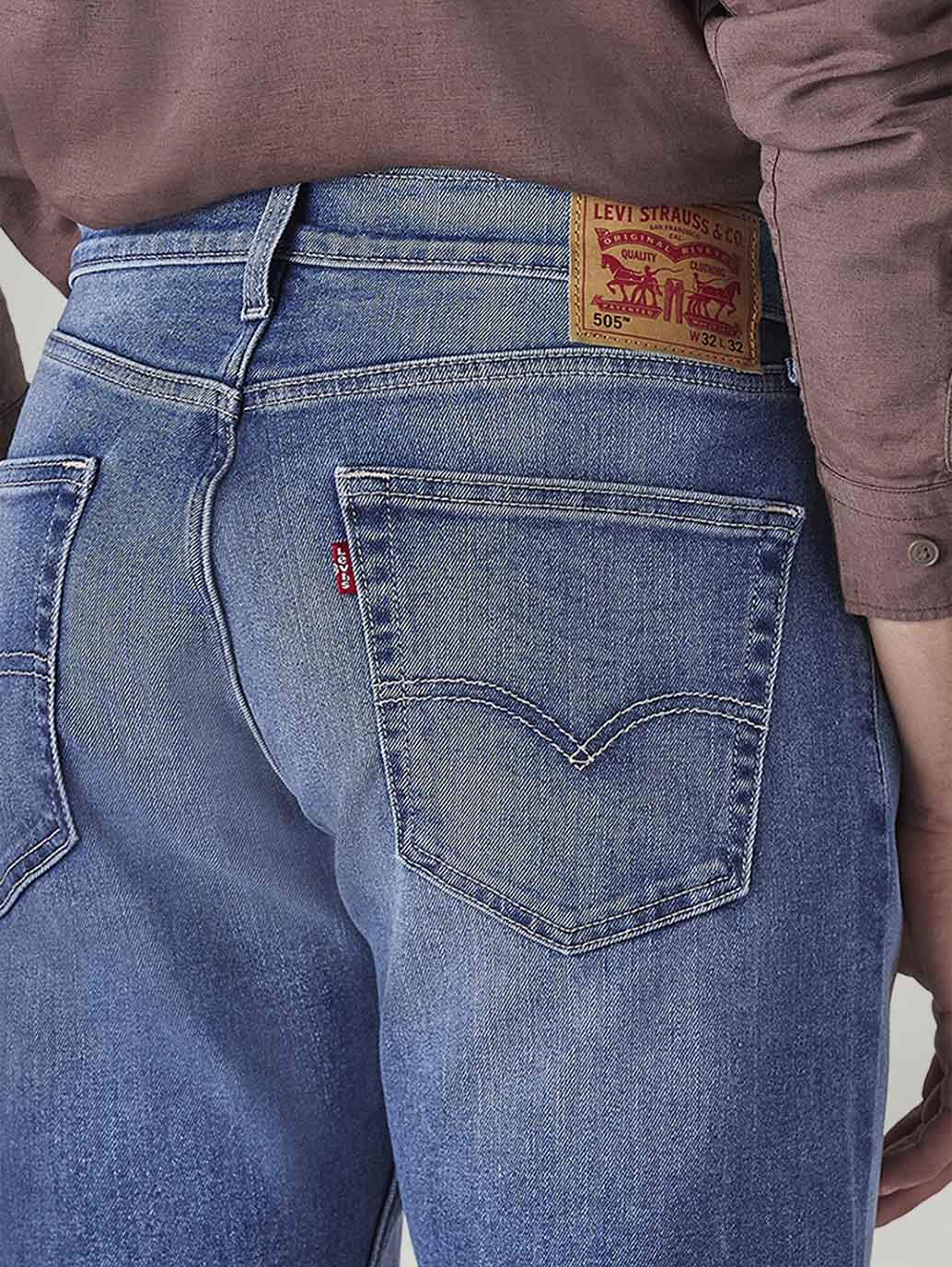 Men's 555 Blue Relaxed Straight Fit Mid Rise Jeans - 20 View