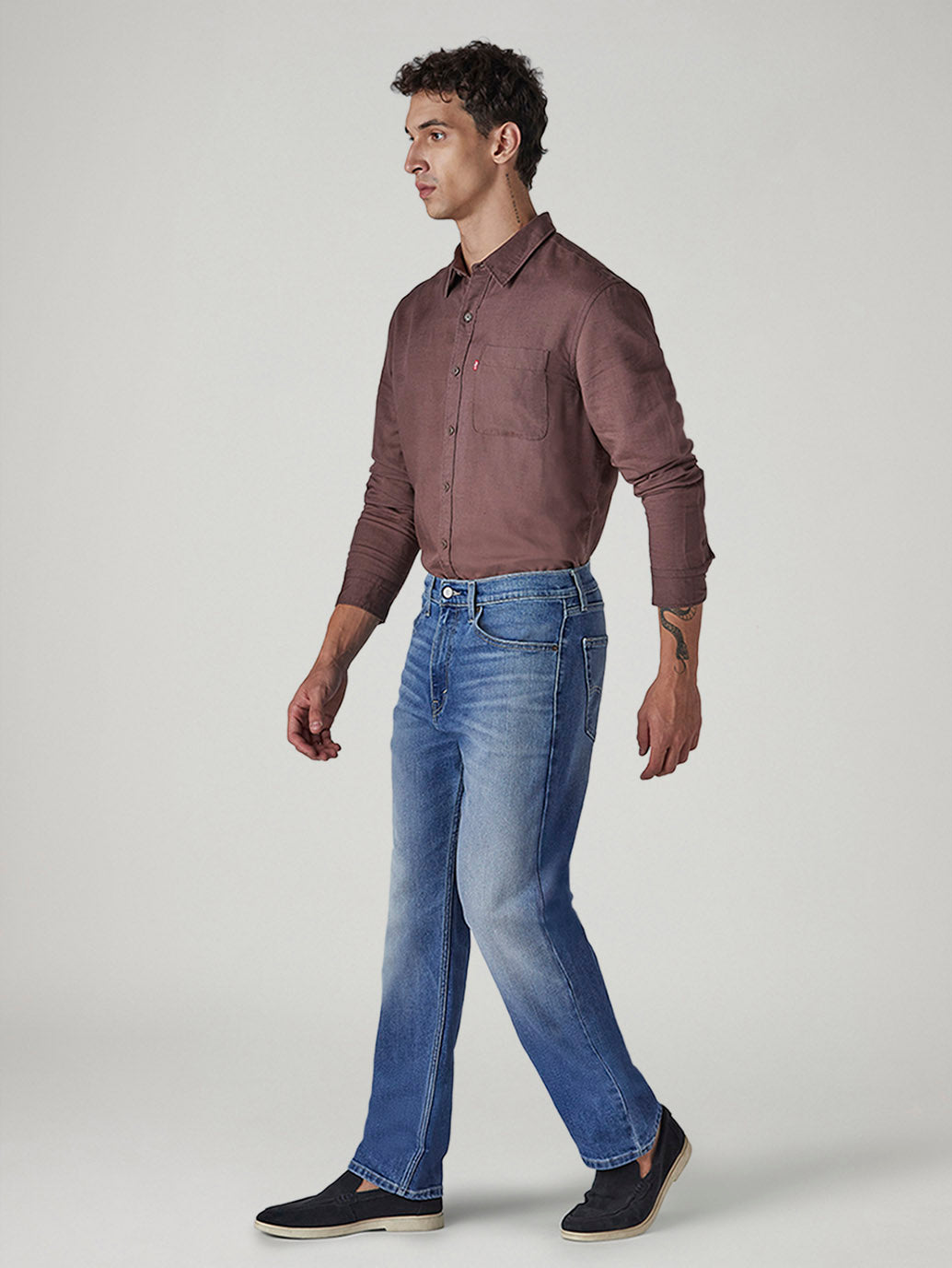 Men's 555 Blue Relaxed Straight Fit Mid Rise Jeans - 20 View
