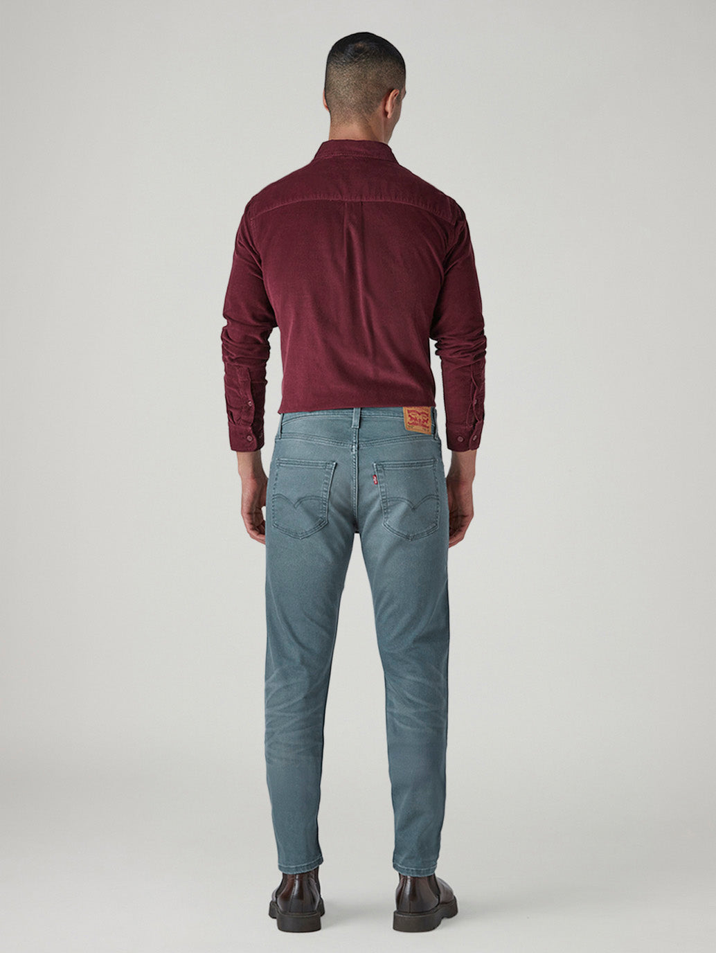 Men's 555 Blue Relaxed Straight Fit Mid Rise Overdyed Jeans - Back View