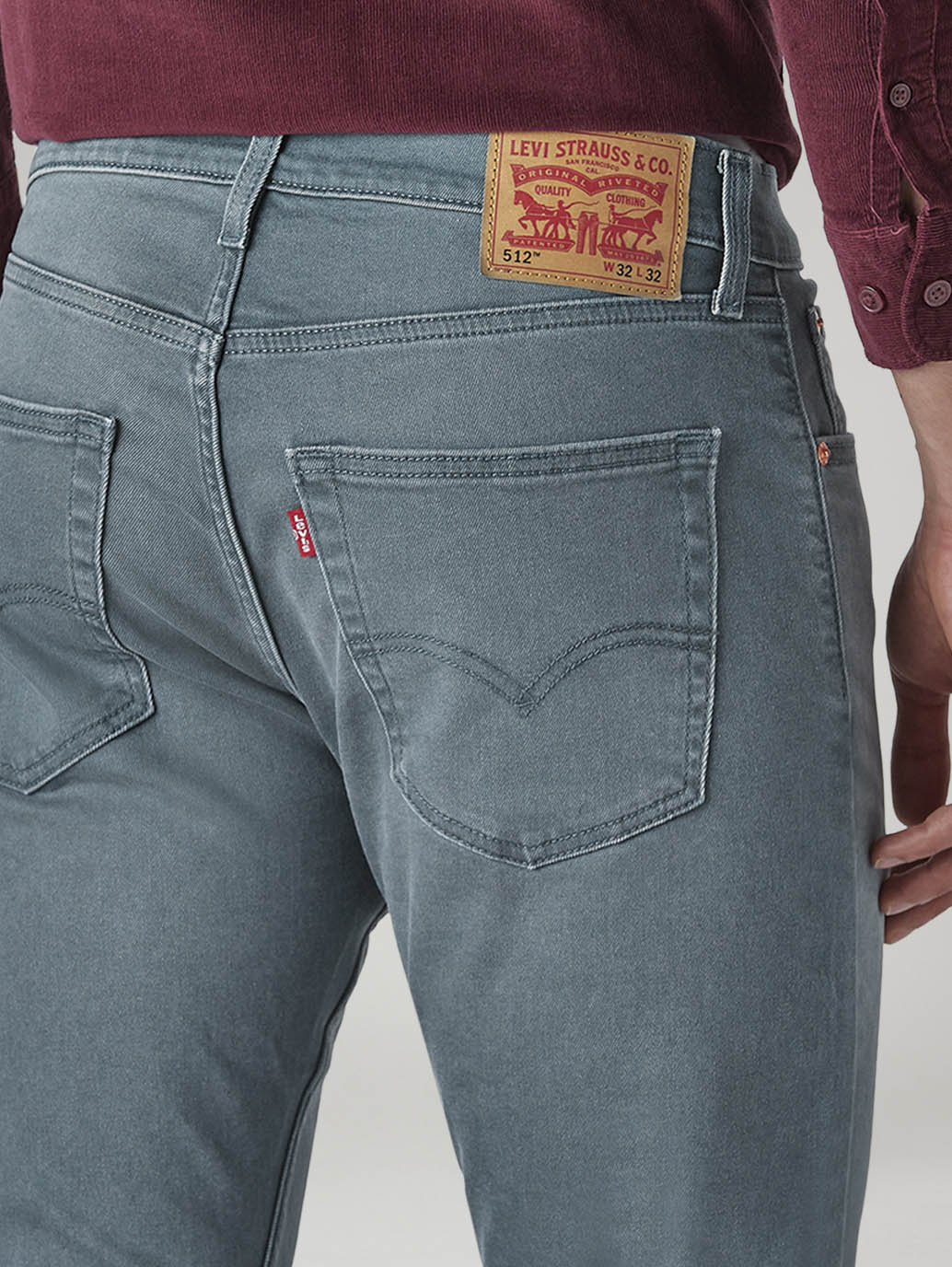 Men's 555 Blue Relaxed Straight Fit Mid Rise Overdyed Jeans - Detail View