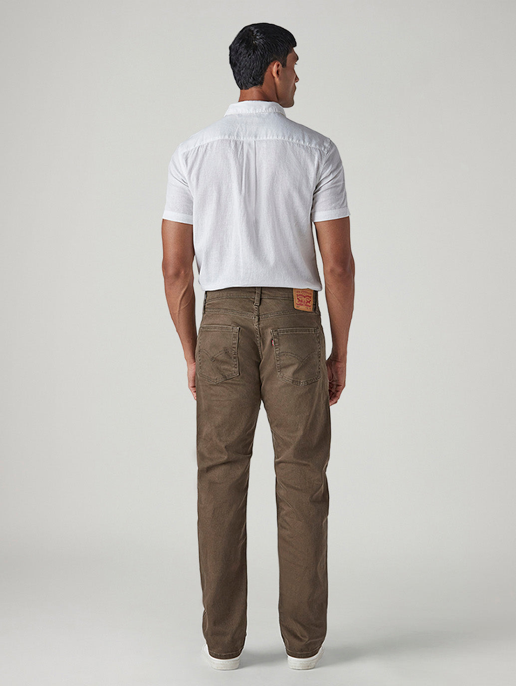 Men's 555 Brown Relaxed Straight Fit Mid Rise Overdyed Jeans - Back View