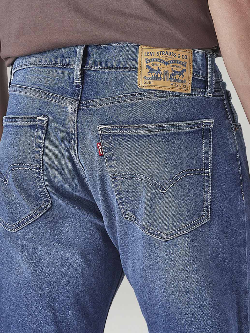 Men's 511 Blue Slim Fit Mid Rise Tinted Jeans - Detail View