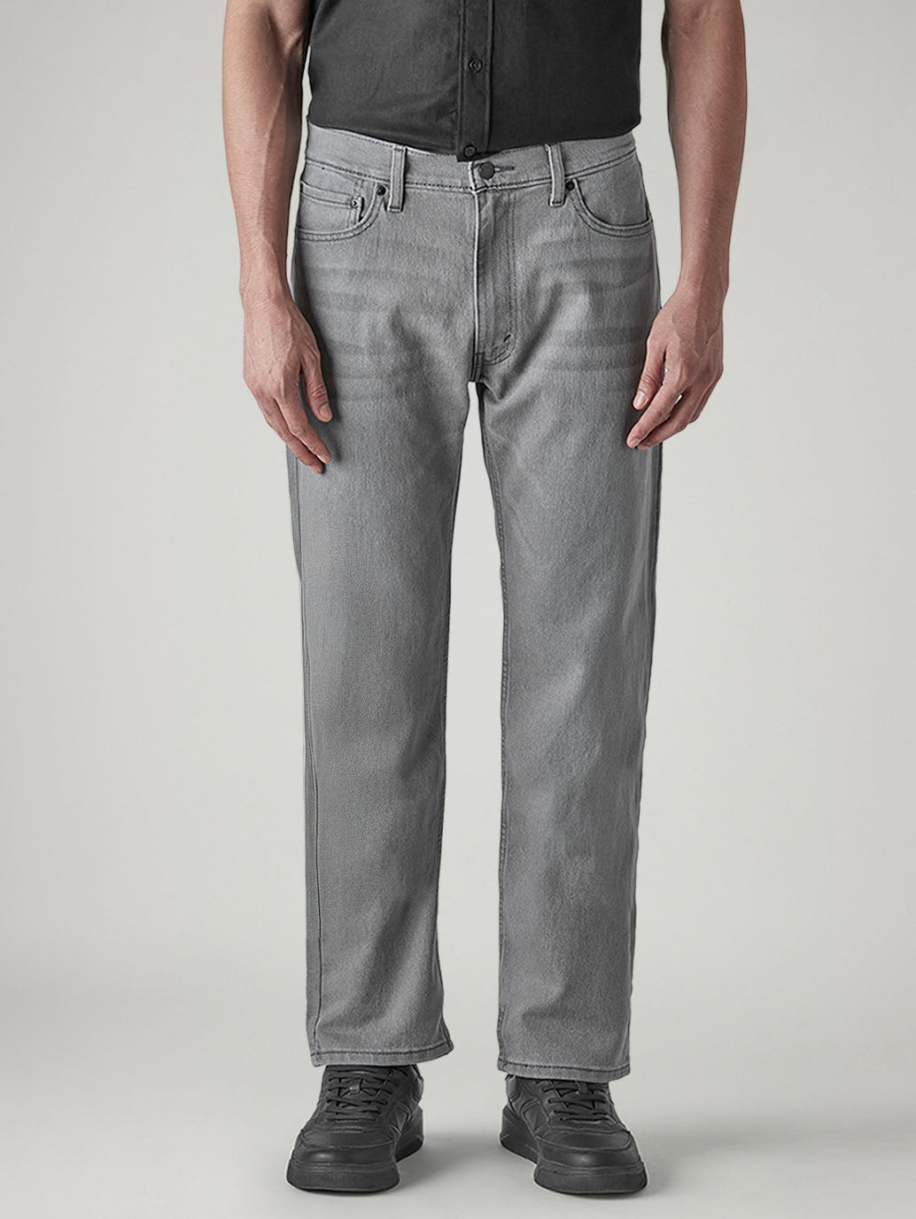 Men's 555 Light-Grey Relaxed Straight Fit Mid Rise Jeans - Front View