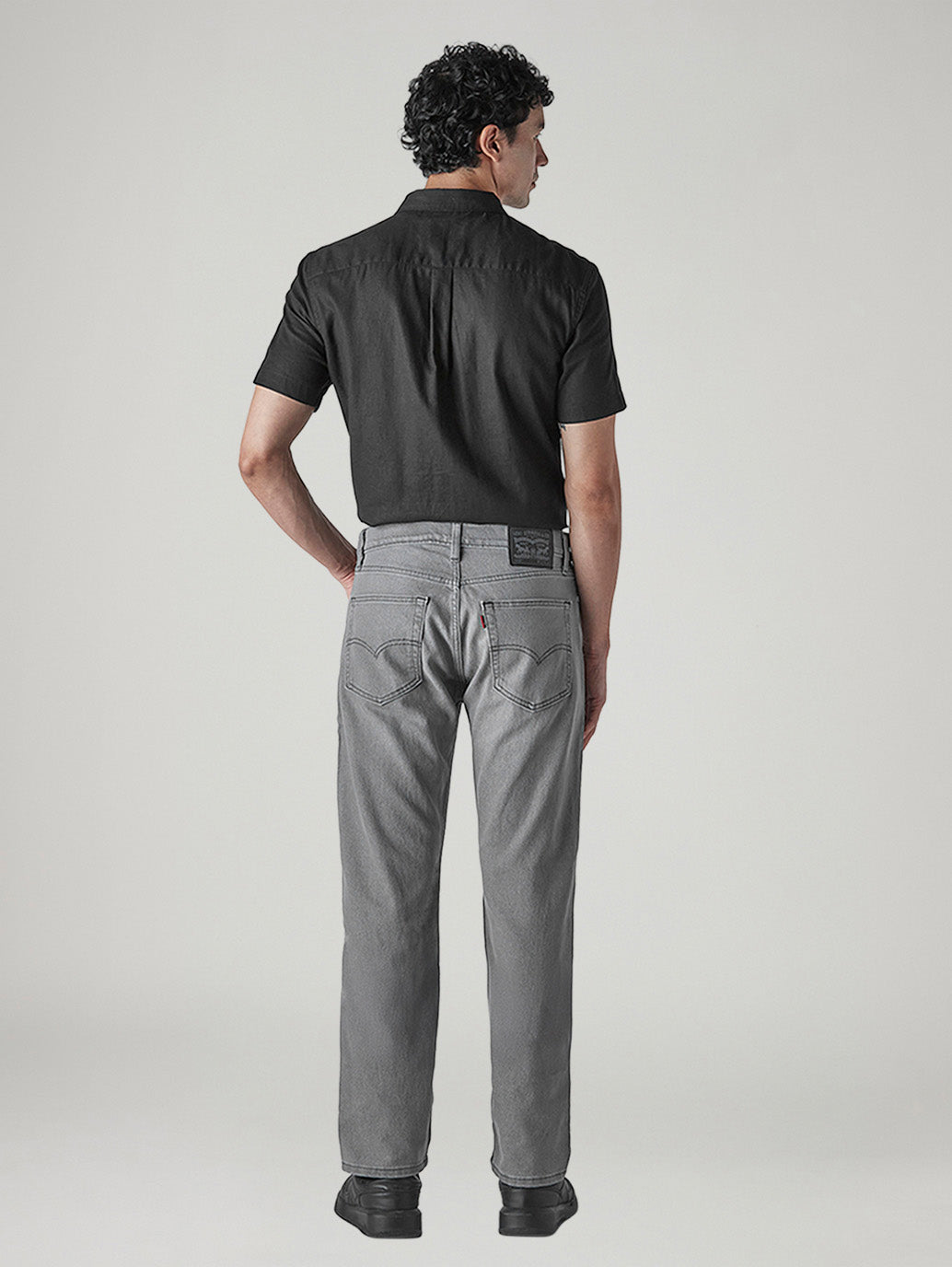 Men's 555 Light-Grey Relaxed Straight Fit Mid Rise Jeans - Back View