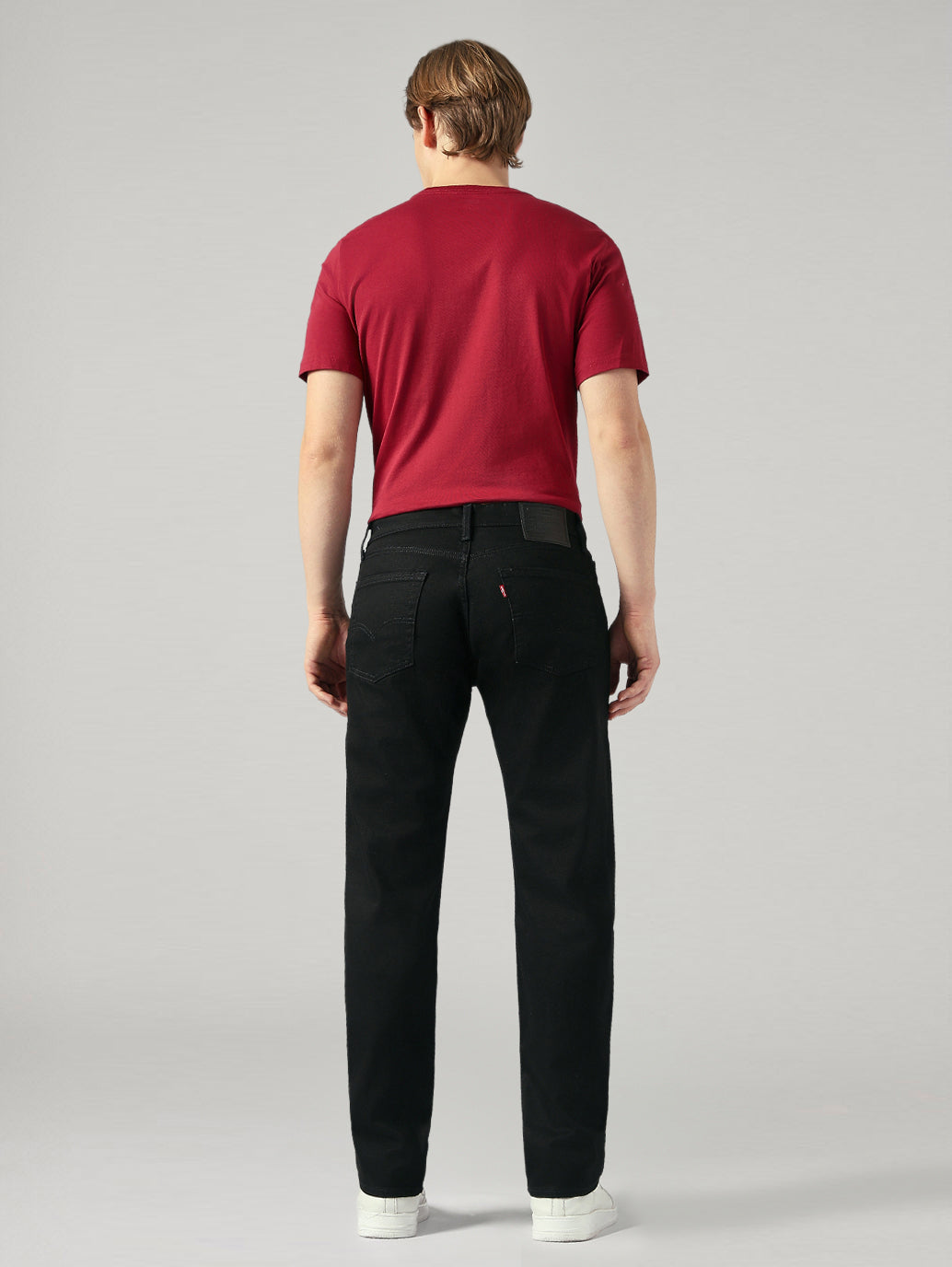 Men's 505 Black Straight Fit Mid Rise Jeans - Back View