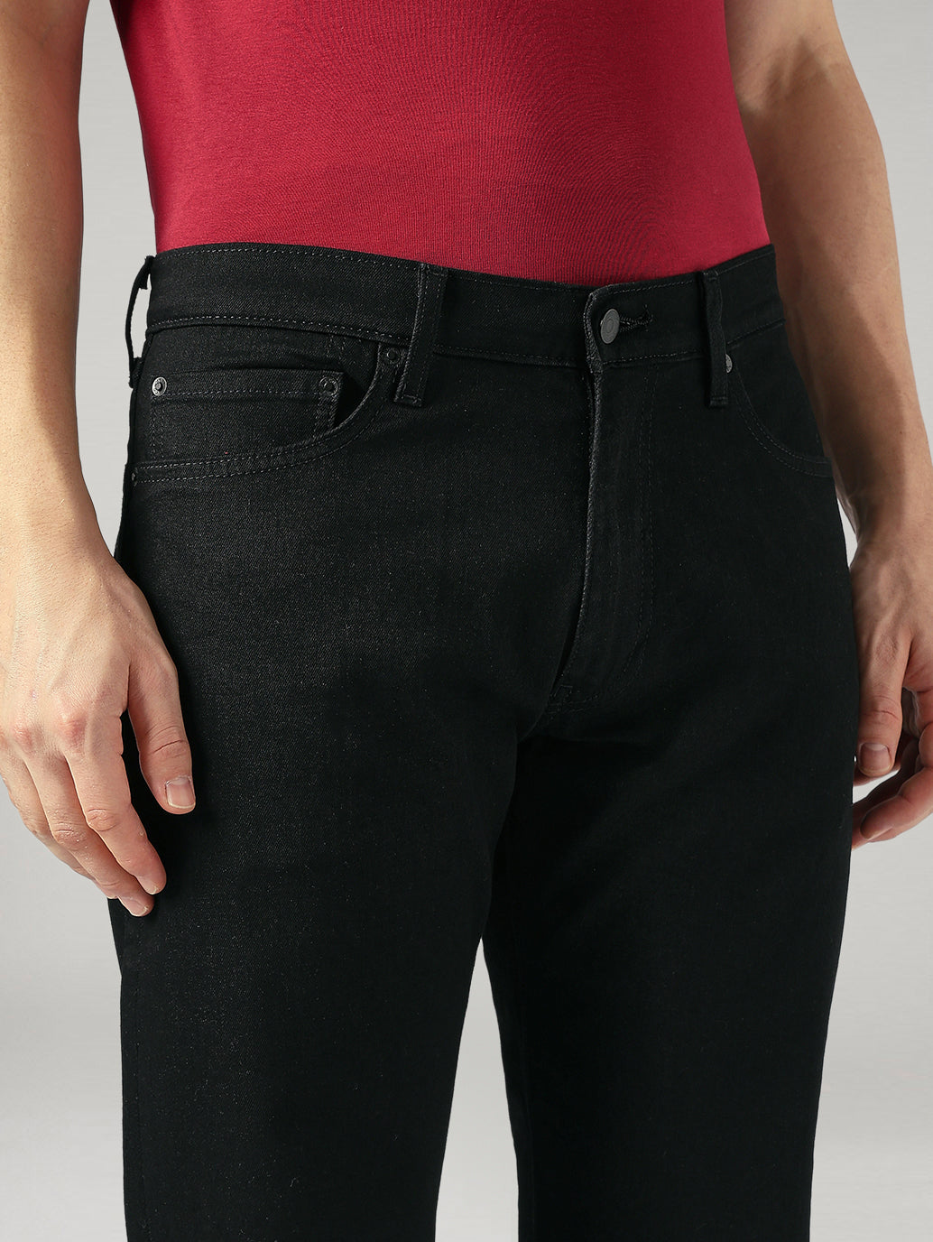 Men's 505 Black Straight Fit Mid Rise Jeans - 20 View