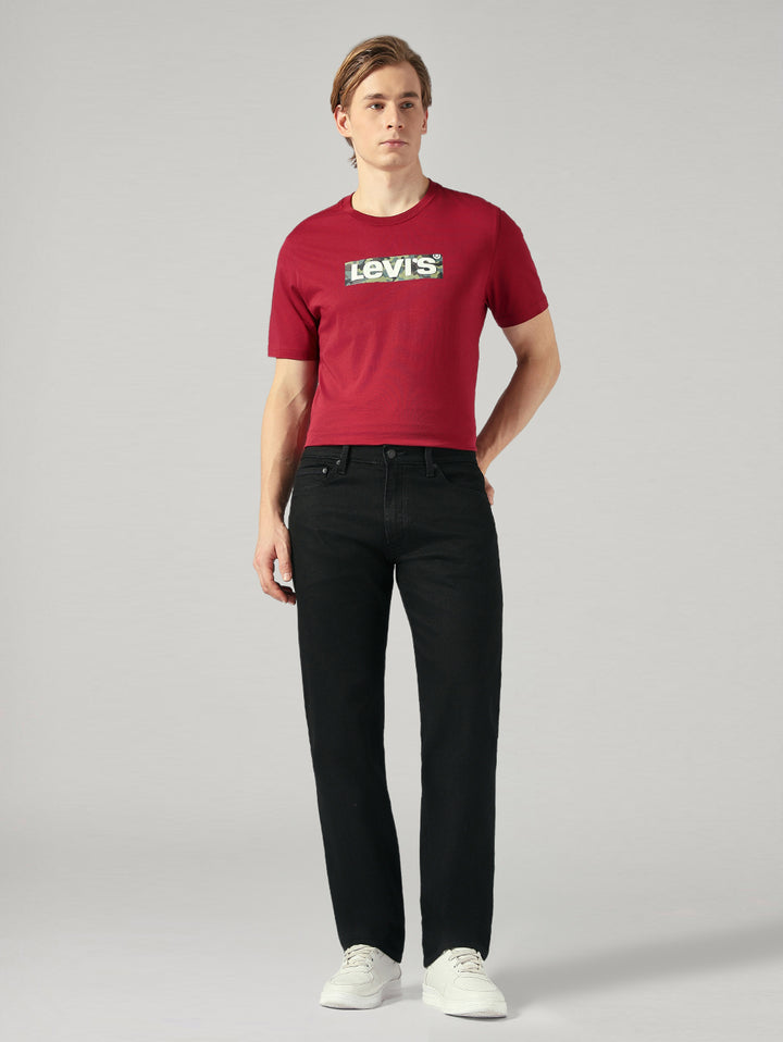 Men's 505 Black Straight Fit Mid Rise Jeans