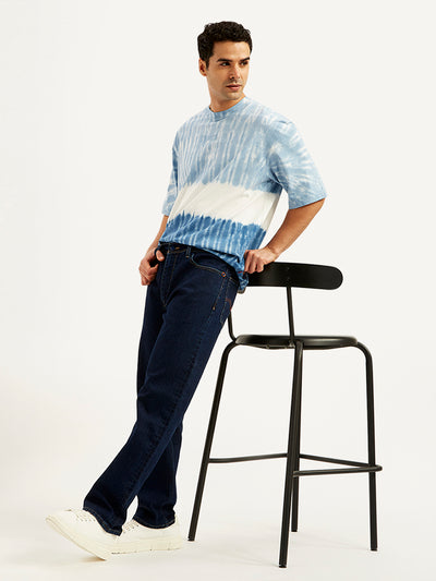 Men's 555 Navy Blue Relaxed Straight Mid Rise Utility Jeans