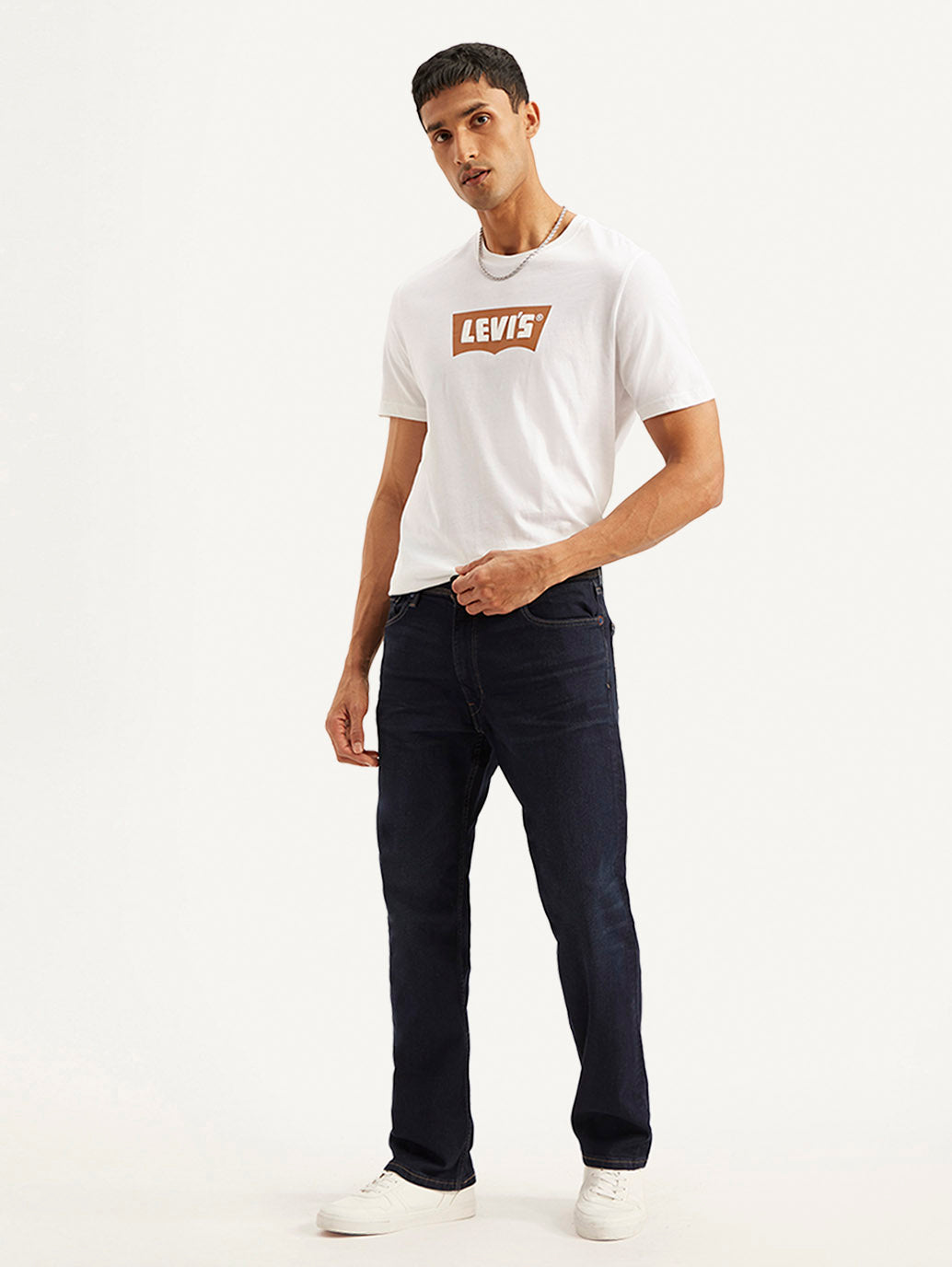 Men's 555 Navy Blue Relaxed Straight Mid Rise Utility Jeans