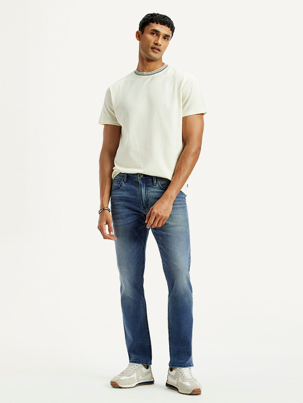 Men's Redloop 511 Dark Indigo Slim Fit Mid Rise Selvedge Jeans - Elevated View