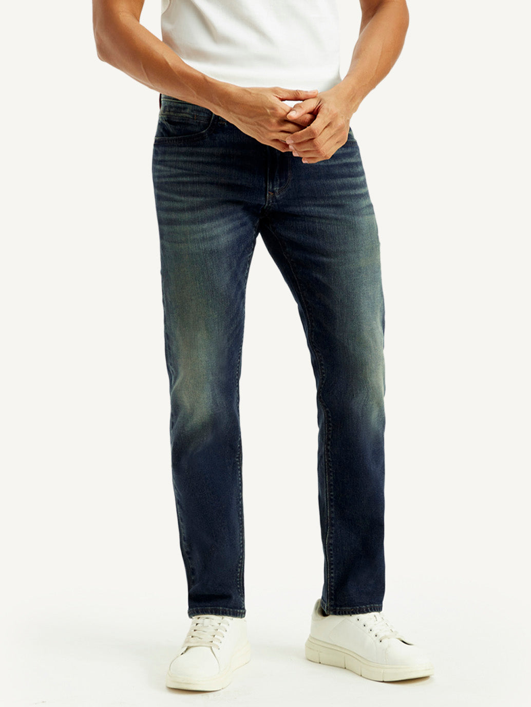 Men's Redloop 511 Dark Indigo Slim Fit Mid Rise Selvedge Jeans - Front View