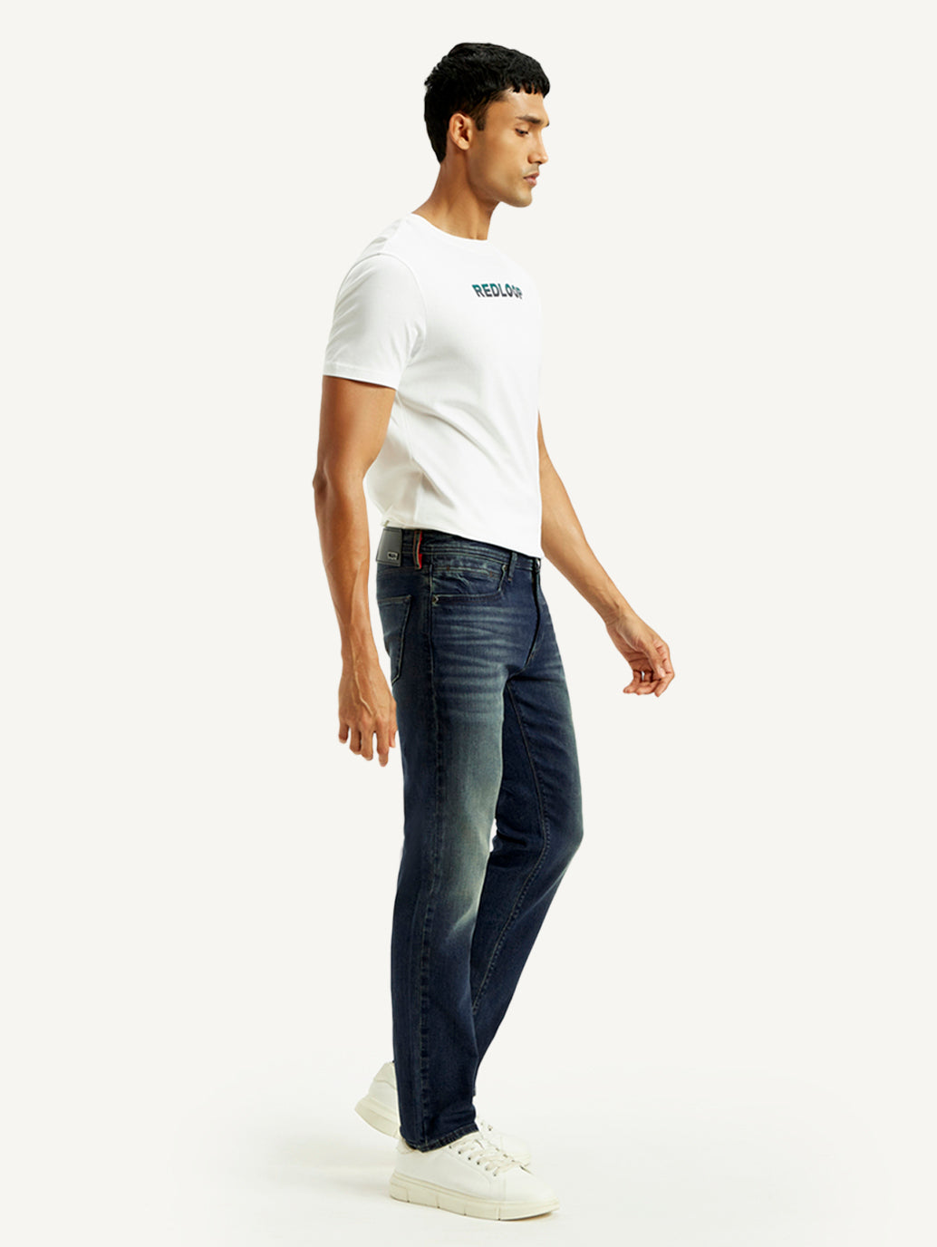 Men's Redloop 511 Dark Indigo Slim Fit Mid Rise Selvedge Jeans - Side View