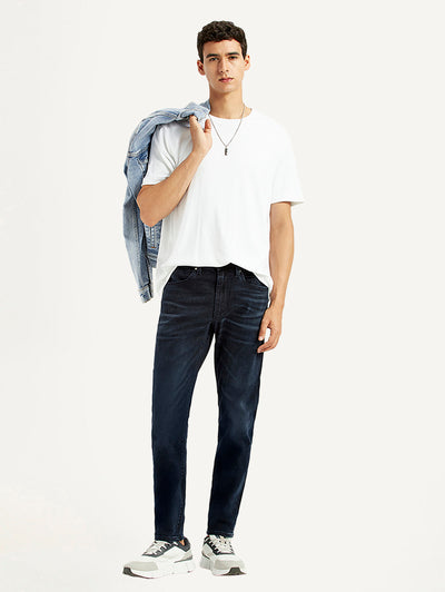 Men's Redloop 512 Dark Blue Slim Tapered Fit Mid Rise Jeans-image-26