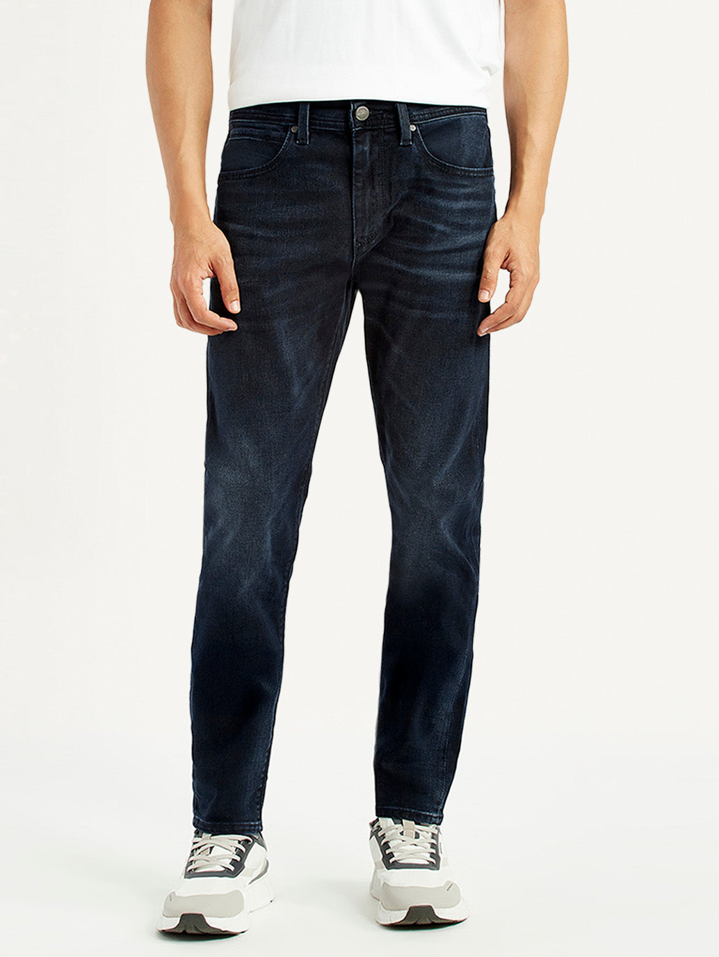 Men's Redloop 512 Dark Blue Slim Tapered Fit Mid Rise Jeans - Front View