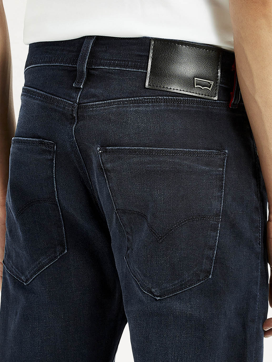 Men's Redloop 512 Dark Blue Slim Tapered Fit Mid Rise Jeans - Detail View