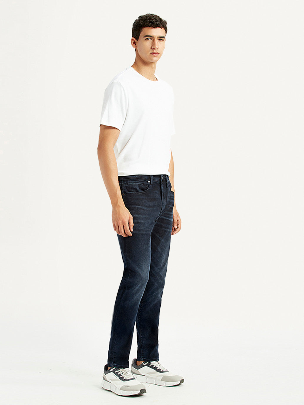 Men's Redloop 512 Dark Blue Slim Tapered Fit Mid Rise Jeans - Side View