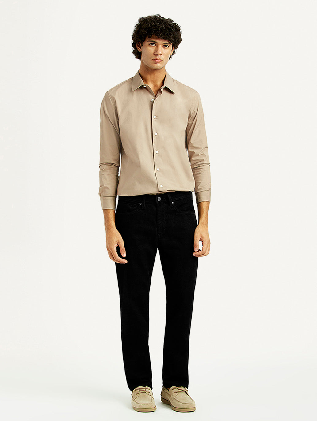 Men's Redloop 541 Black Athletic Tapered Fit Mid Rise Jeans - Front View